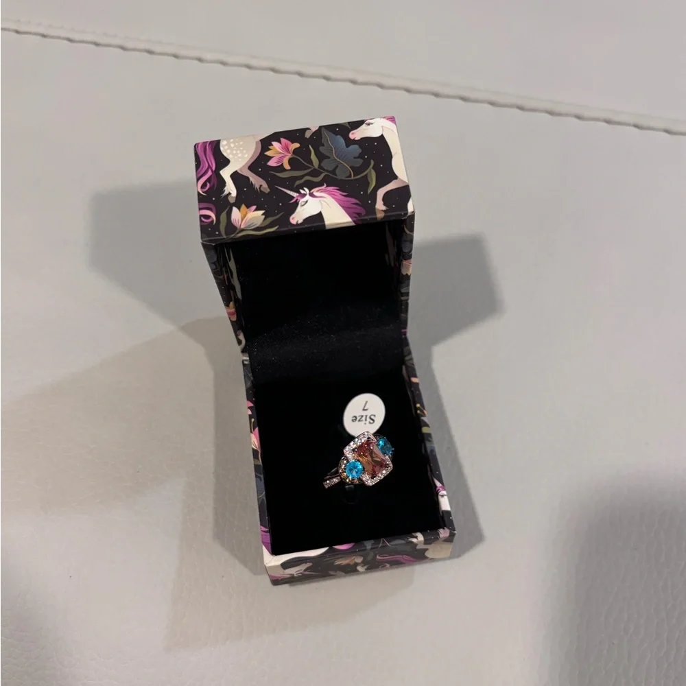 Peermont Jewelry Champagne Blue Topaz Cocktail Ring Size 7 NWT